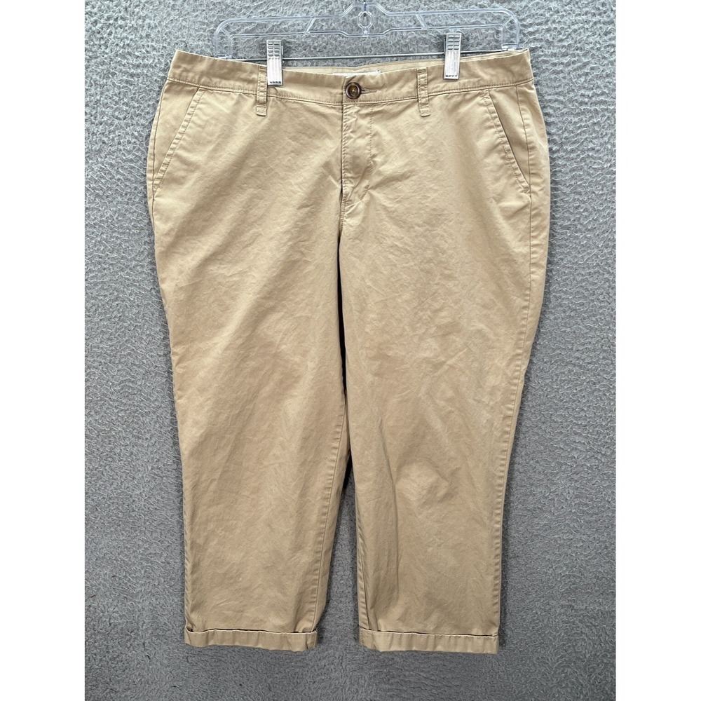 Old Navy Pants Womens 8 Tan Mid Rise Cropped Cuffed Preppy Careerwear Casual Y2K